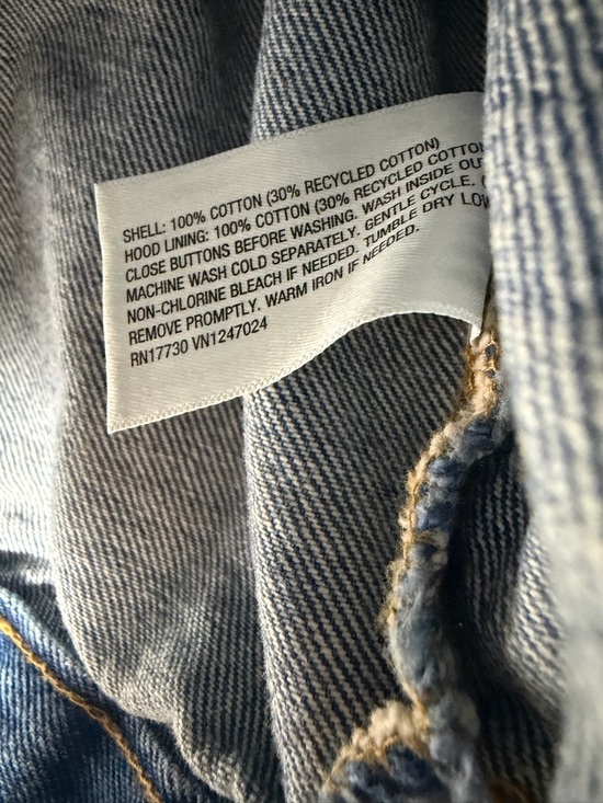 Wild Fable Women's Oversized Hooded Denim Jacket - Medium Wash XS: Midweight - Picture 6 of 11